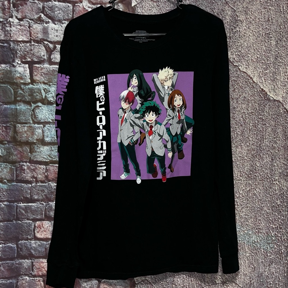 My Hero Academia Men's Black Purple Long Sleeve Shirt Size Large by Funimation